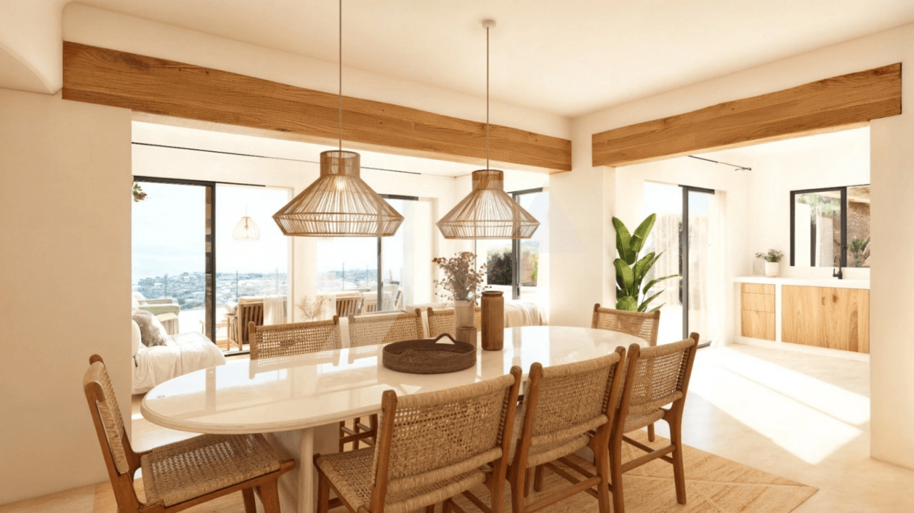 Villa con vista panorámicas al mar en venta en Moraira, Costa Blanca.