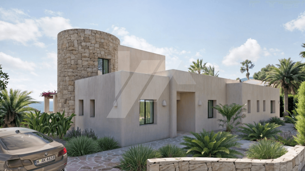 Villa con vista panorámicas al mar en venta en Moraira, Costa Blanca.